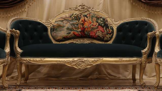 green victorian couch