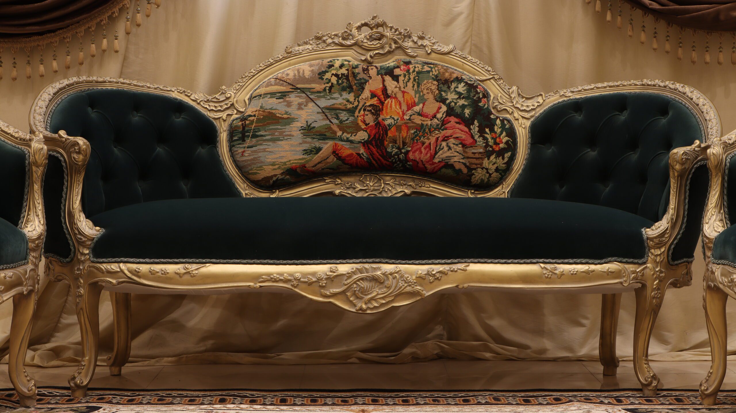 green victorian couch