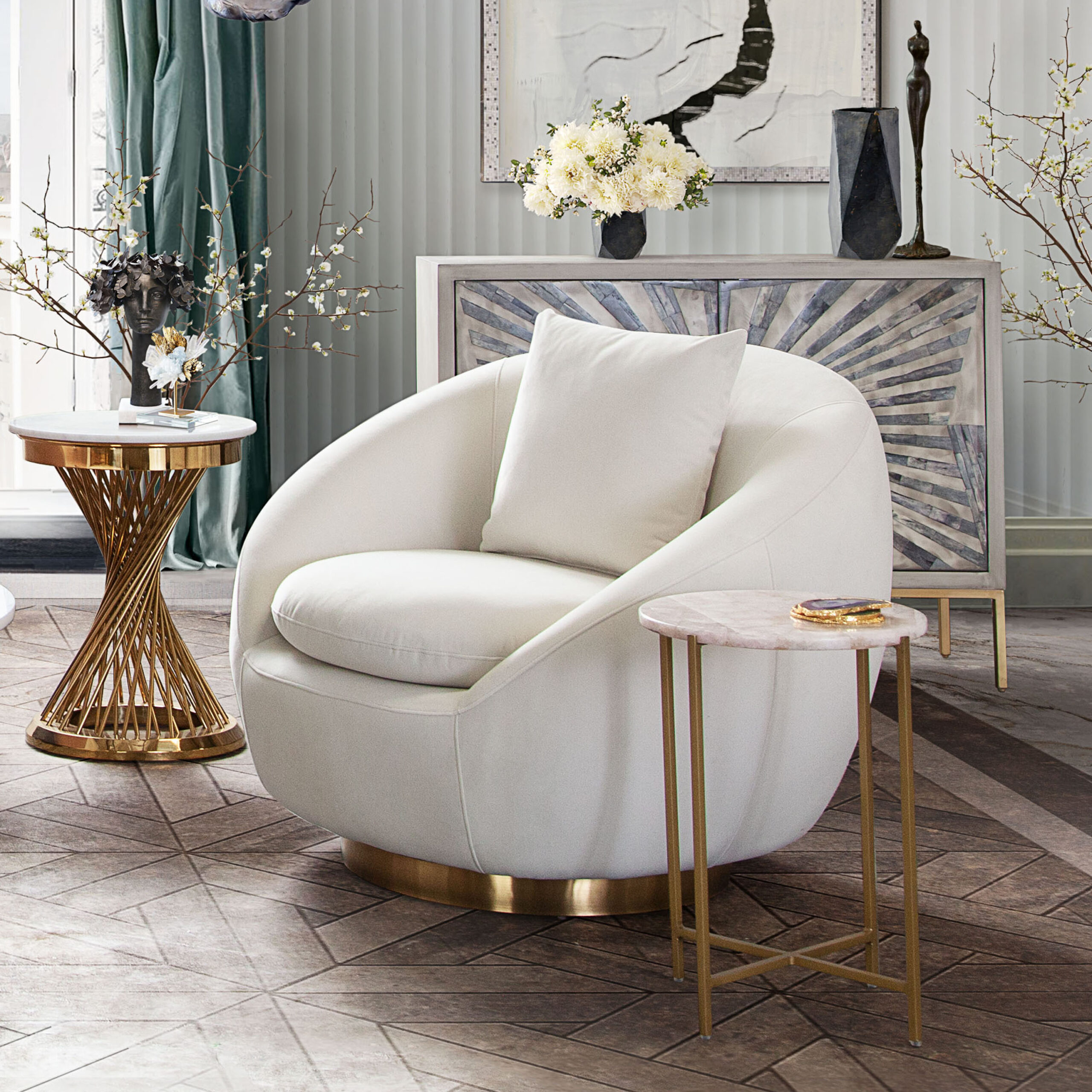 Light Cream Celine Swivel Chair